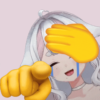 a girl covering her face with a yellow hand and pointing