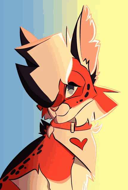 a drawing of a fox with a heart on its chest