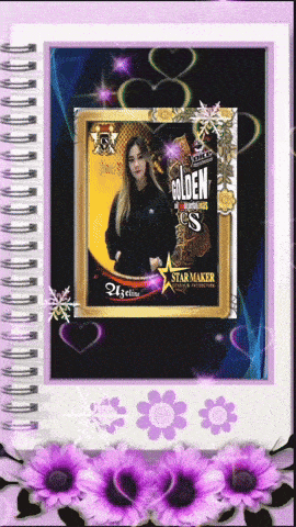 a picture of a girl in a frame that says golden