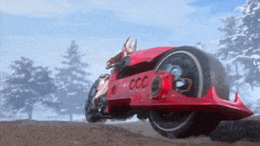 a red motorcycle with the letters ccc on it