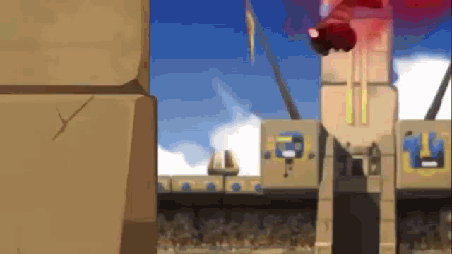 a cartoon drawing of a man jumping over a fence
