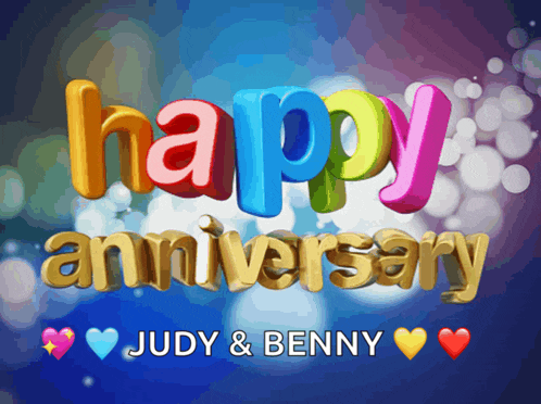 happy anniversary judy and benny with hearts
