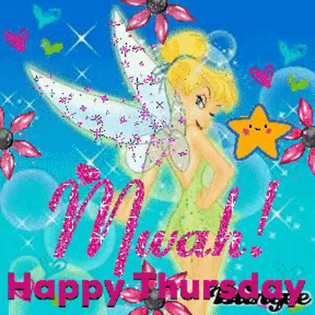 a happy thursday greeting card with a tinkerbell