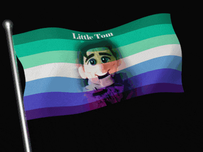 a little tom flag is waving in the wind with a black background