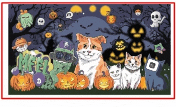 a group of cats are surrounded by pumpkins and a sign that says ' life '