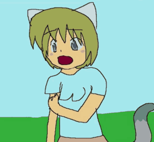 a drawing of a girl with a cat ear
