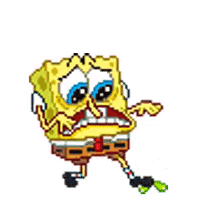 a pixel art drawing of spongebob squarepants with a sad look on his face