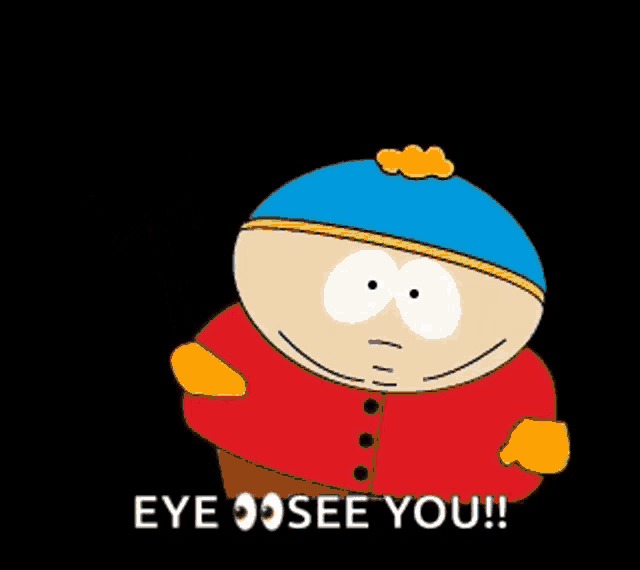 a cartoon character from south park is holding a robot with one eye