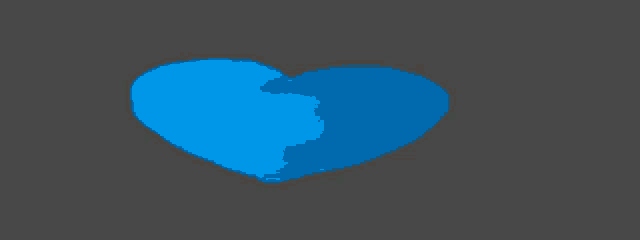 a black heart with a blue heart inside of it .