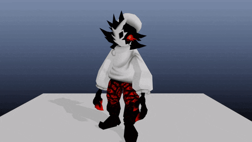 a 3d model of a person with red pants