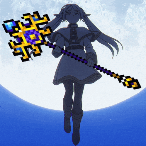 a drawing of a girl holding a pixelated object