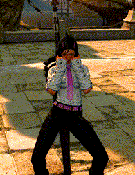 a man in a white shirt and purple tie is covering his face
