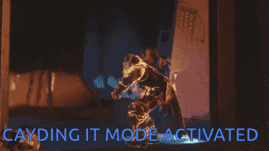 a computer generated image of a person with the words " caving it mode activated " on the bottom