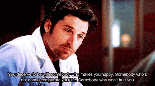a man in a lab coat with a quote that says " you deserve to be with somebody who makes you happy