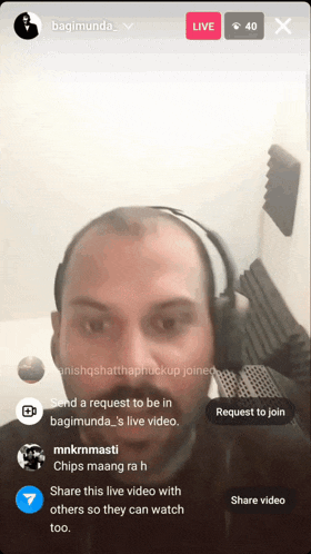 a man wearing headphones is being live streamed on facebook