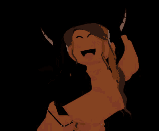 a cartoon of a girl with horns on her head laughing