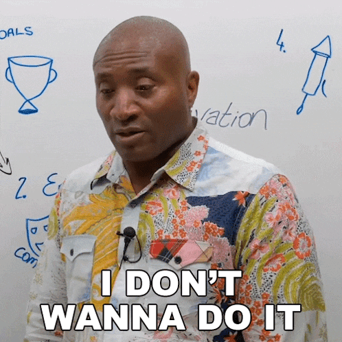 a man in a hawaiian shirt says " i don t wanna do it "