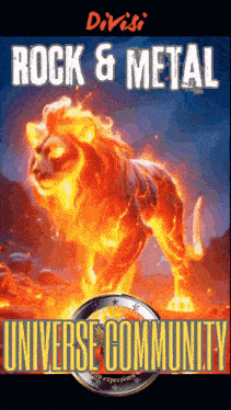 a poster with a lion on it that says rock & metal universe community