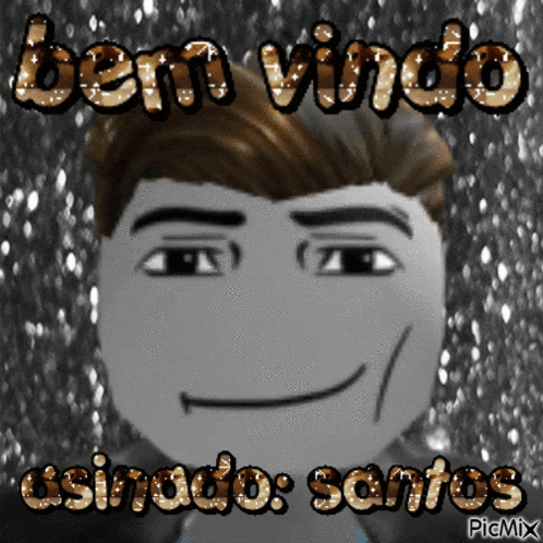 a picture of a man with the words bem vindo usindo santos below him