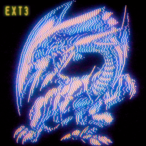 a glowing image of a dragon with ext3 written in the corner