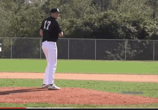 a baseball player with the number 17 on the back of his shirt