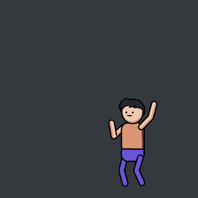a cartoon of a man with his arms outstretched and his eyes closed