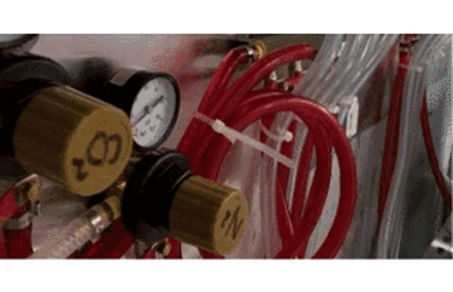 a close up of a hose with a co2 valve on it