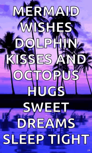 a poster with the words mermaid wishes dolphin kisses octopus hugs sweet dreams sleep tight