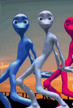 a group of aliens are dancing together in a video game