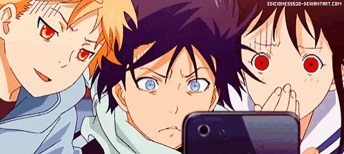a group of anime characters are posing for a picture with the website ediciones552p-deviantart.com in the lower right corner