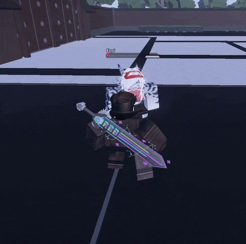 a screenshot of a video game shows a character holding a sword and the name erpi is on the screen
