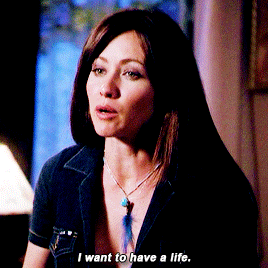 a woman says " i want to have a life " in front of a window