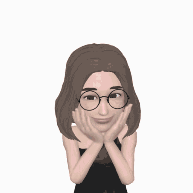 a cartoon of a woman with glasses and hearts around her