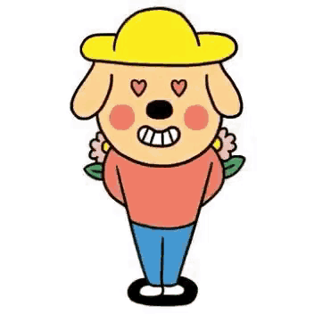 a cartoon dog is holding a bouquet of flowers .