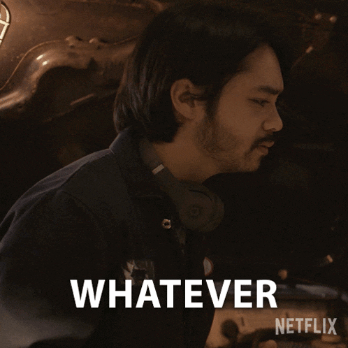 a man wearing headphones says whatever on a netflix poster