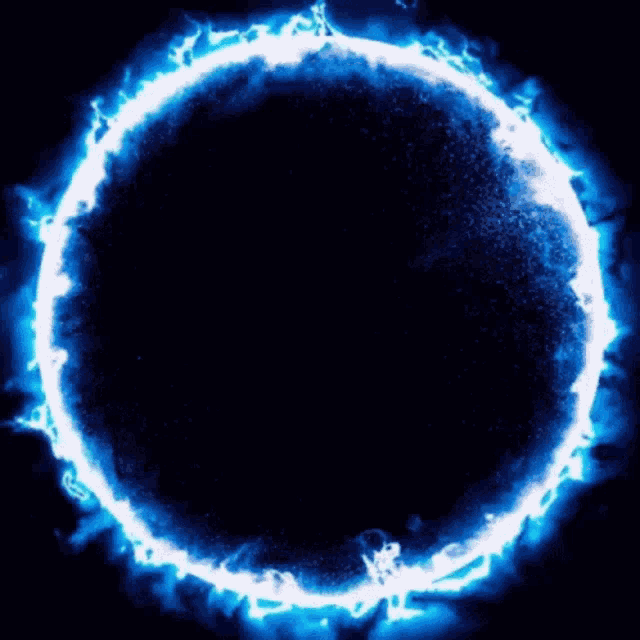a glowing blue circle with a black background