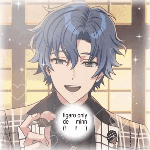 a picture of a boy with the words figaro only de minn written on it
