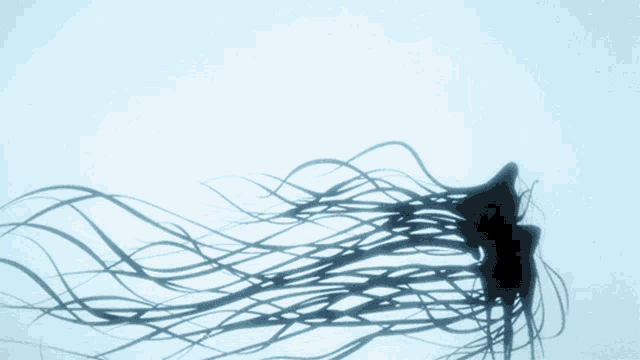 a drawing of a jellyfish with a blue background