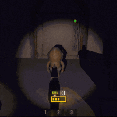 a video game is being played with a gun that has the number 2 on it