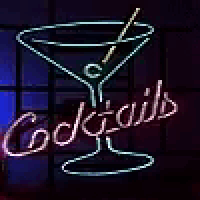 a neon sign with a martini glass and the word cocktails written on it .