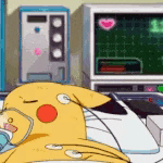 a cartoon character is wearing an oxygen mask in front of a monitor with a heart on it .