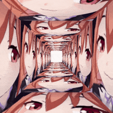 a picture of a girl 's face is shown in a tunnel