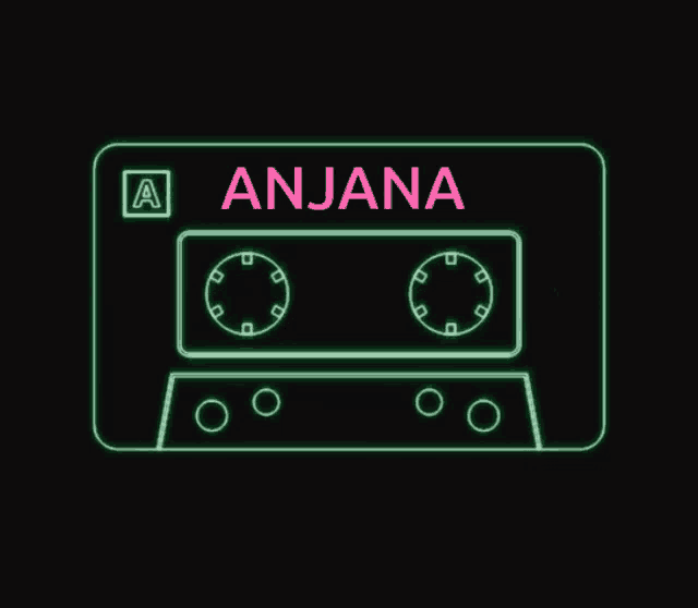 a neon sign of a cassette tape with the name anjana on it