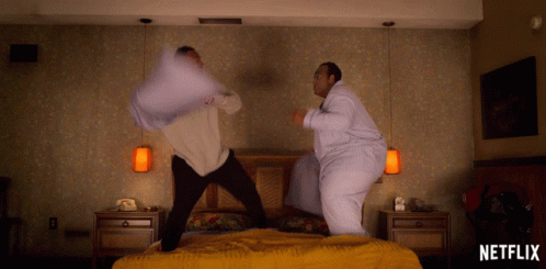 Bed Pillow Fight GIF - Bed Pillow Fight Hurt GIFs