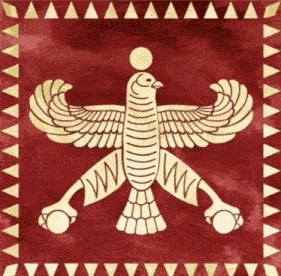 a drawing of a bird with the letter w on its feet