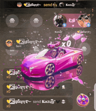 a screenshot of a pink car with the words send to on the top left