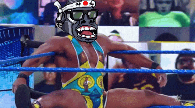a pixel art of a wrestler in a ring