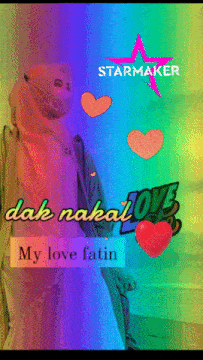 a woman wearing a face mask is surrounded by hearts and the words my love fatin