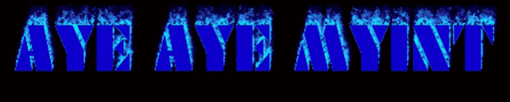 the word ayb ayb aynt is written in blue flames