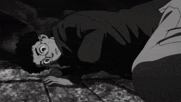 a black and white drawing of a girl laying on the floor